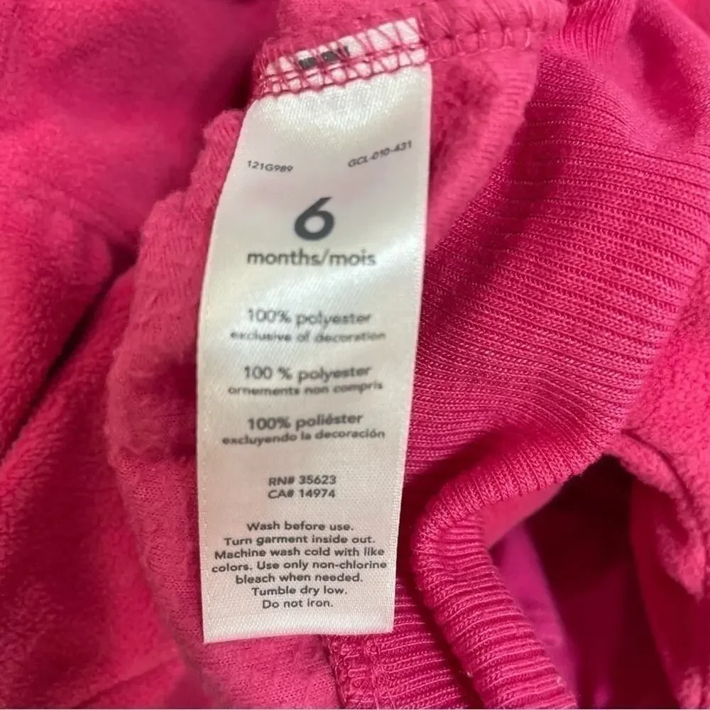 Carter’s Pink Fleece Jacket Hoodie Full Zip Girls Size 6 Months pink